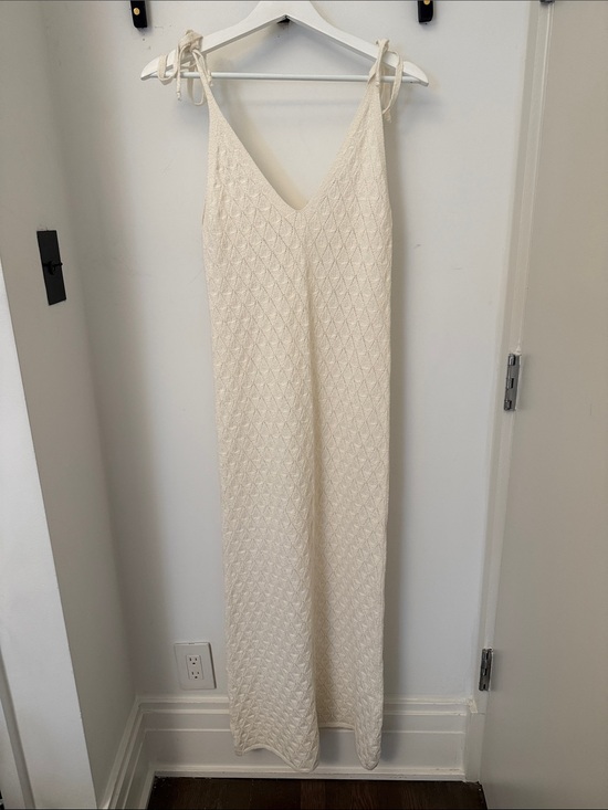 Zara Dresses & Skirts - Zara Cream Diamond-Texture Maxi Slip Dress and coverup with Tie Straps